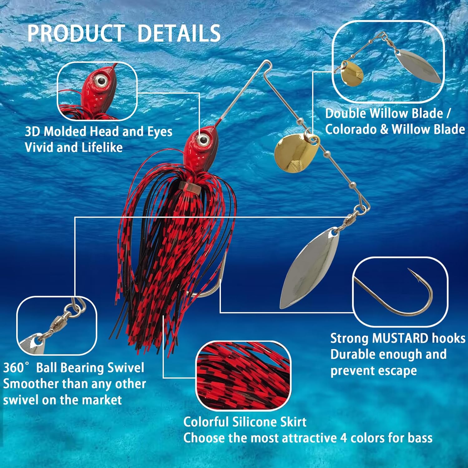 Eupheng 스피너 미끼 스푼 와이어 미끼 3.5g- - Fishing Lure Buzzbait 리뷰 및 가격