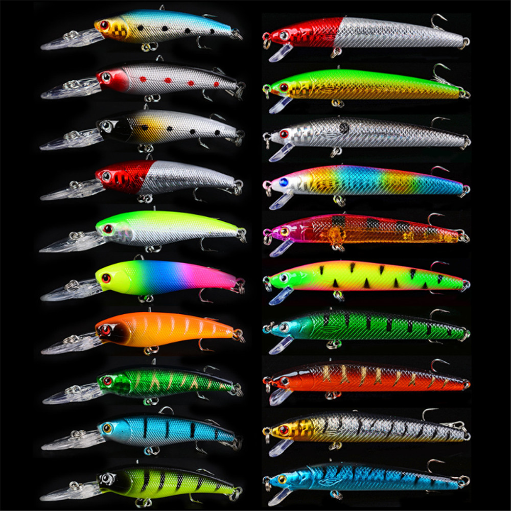 20 개/몫 미노우 낚시 미끼 세트베이스 신선한 바닷물 - Fishing Lure Topwater 리뷰 및 가격