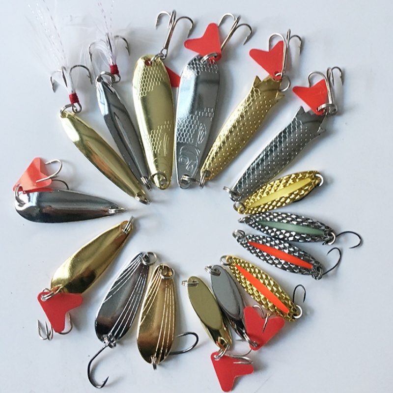 낚시 루어 키트 16종 세트 트롤링 지깅 루어 금속 스 - Fishing Lure Spoon 리뷰 및 가격